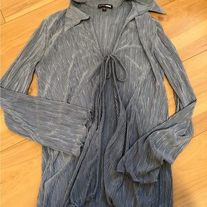 Blue Striped Tie-Front long sleeve